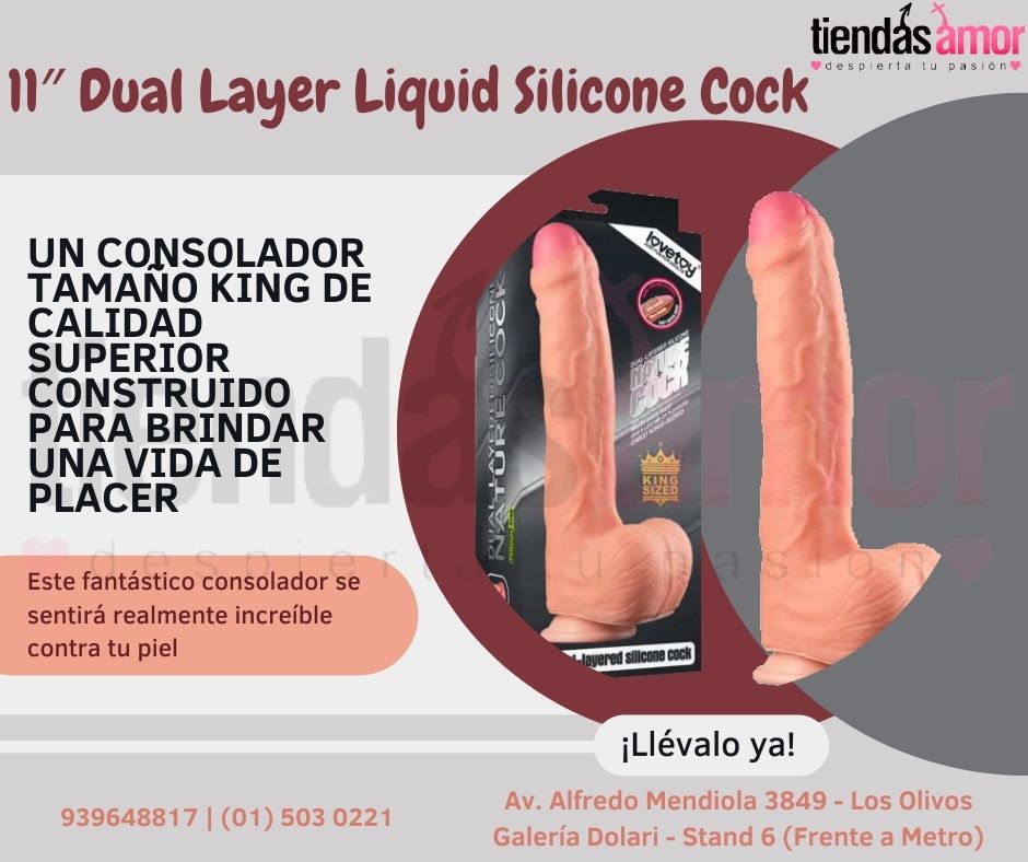 Consolador Dual Layer Liquid Silicone Cock de 11 pulgadas